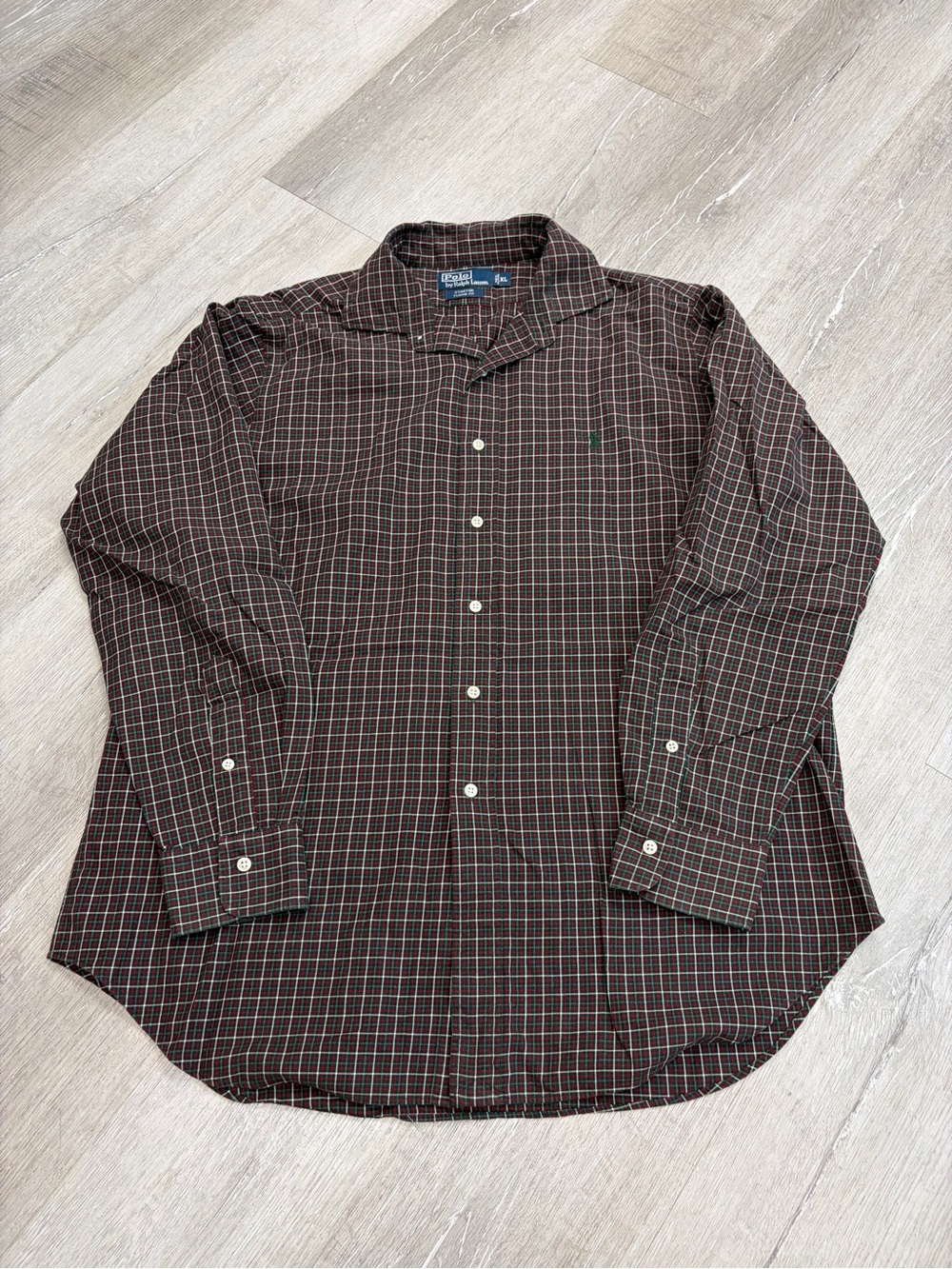 Ralph Lauren Red and Green Plaid Button-Down Shirt